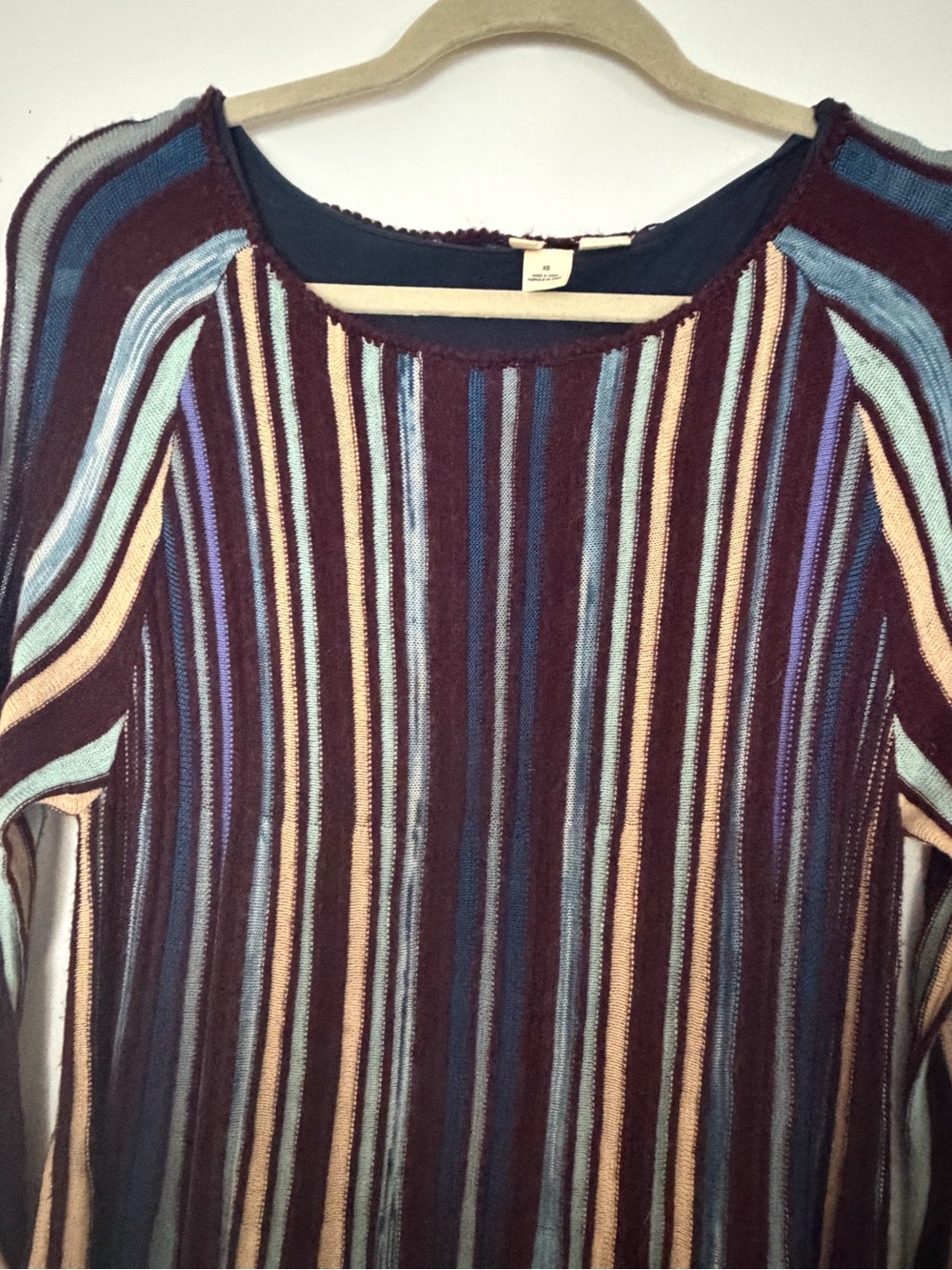 Anthropologie MOTH Nora 3D Knit Striped Sweater Dress XS Wool Alpaca Midi - Picture 6 of 15